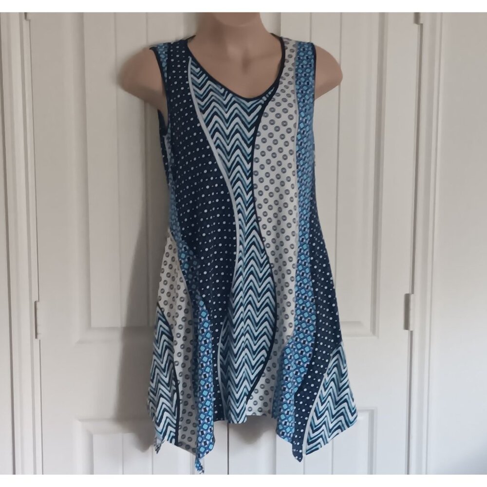 PerSeption Concept Women's Sleeveless V-Neck Patterned Dress L